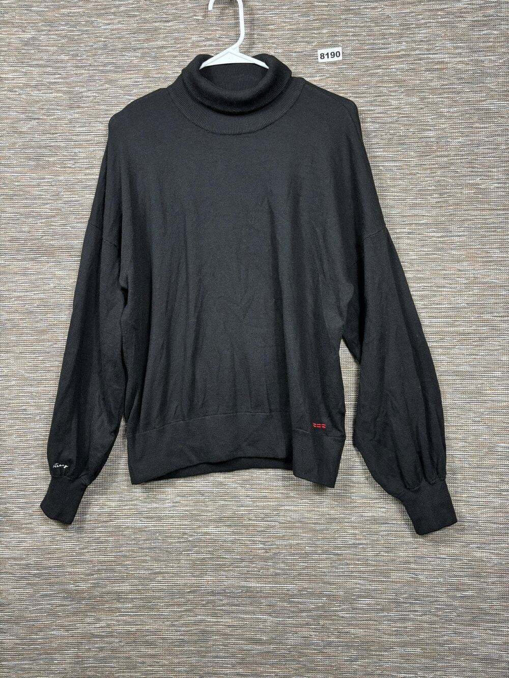 Peace Love World Sweater Womens Small Black Turtleneck Long Sleeve Knit Pullover